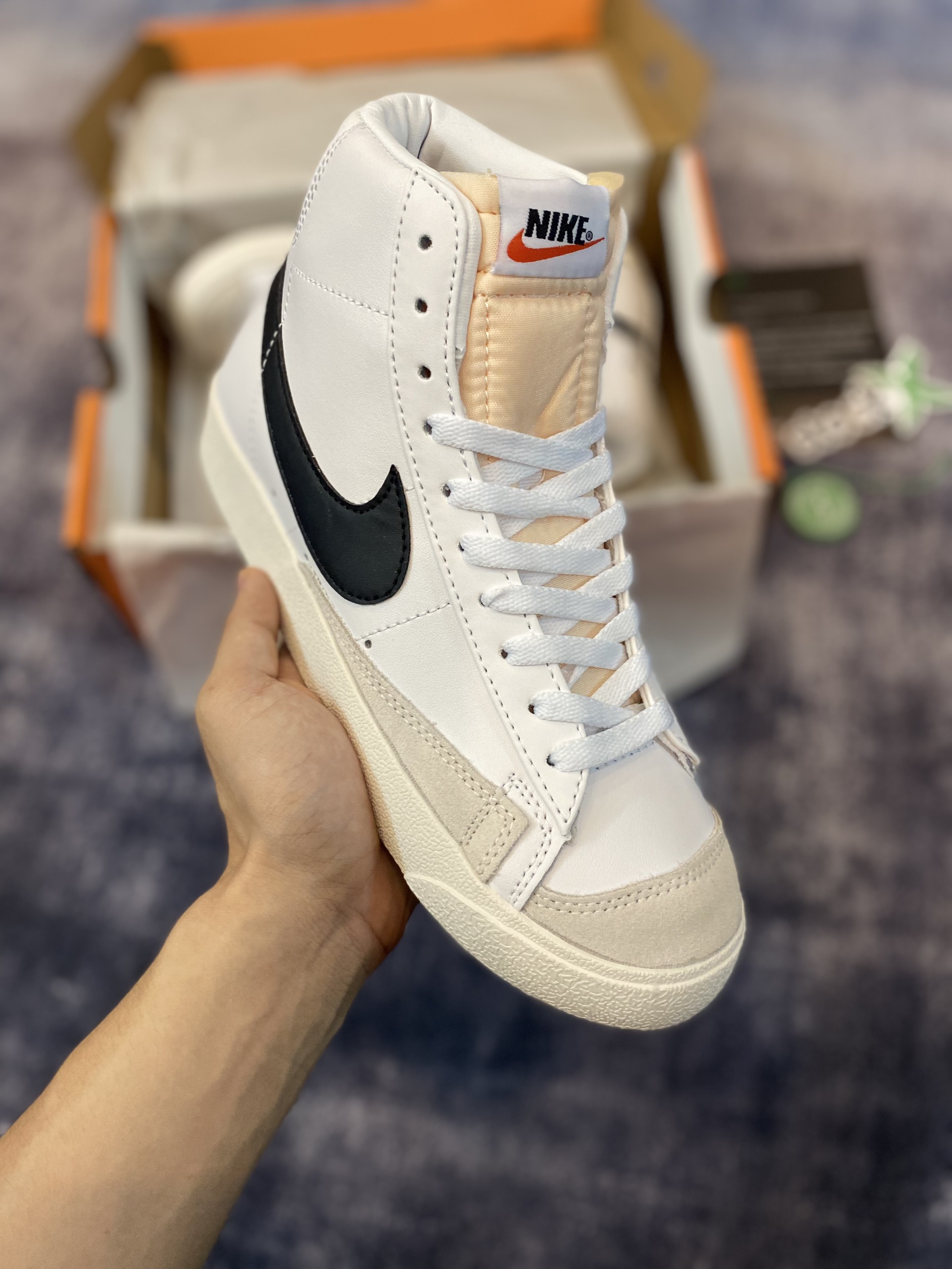 [MyGsneaker] Giày Blazer cổ cao màu trắng bản tiêu chuẩn
