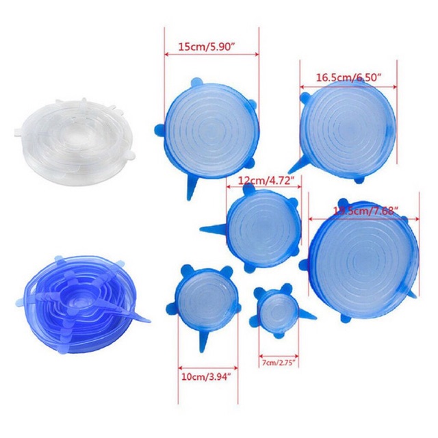 Set 6 nắp đậy thức ăn bằng silicone siêu dai