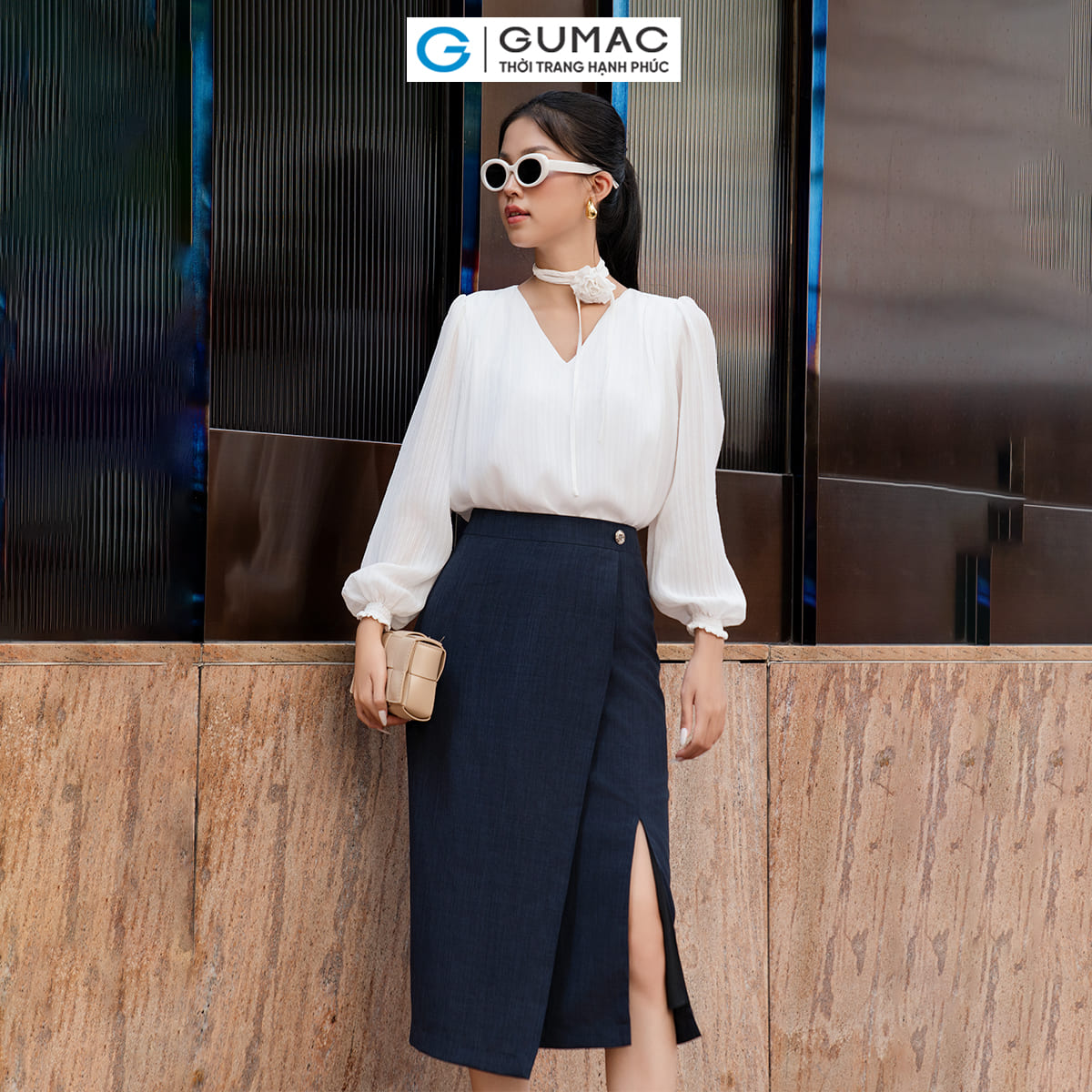 Chân váy đắp tà thời trang GUMAC VE06086