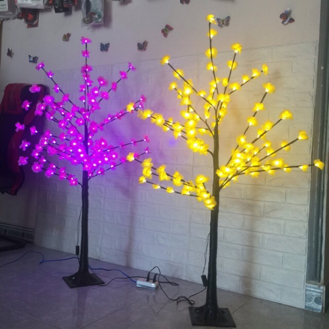 [HCM]Cây hoa mai trang trí tết có đèn led cao 1m2