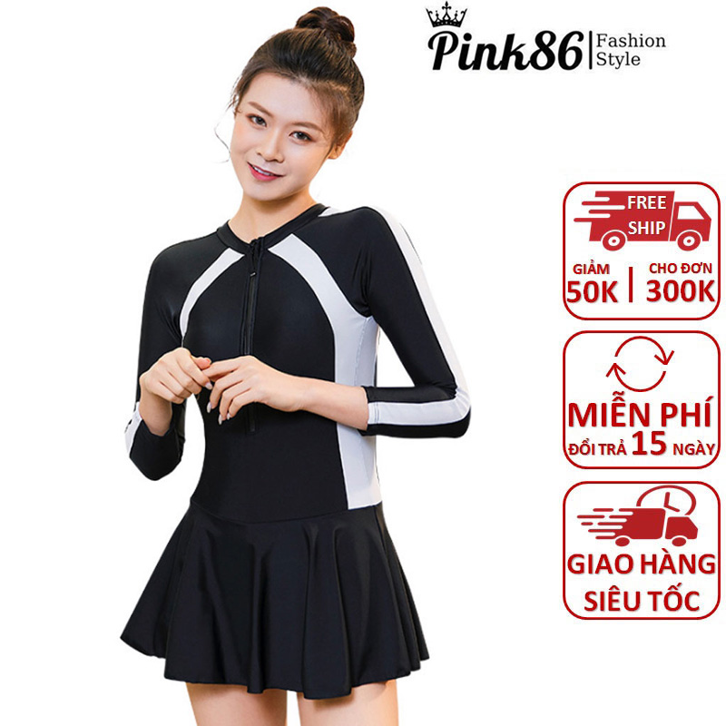 Đồ bơi nữ, đồ bơi dài tay dáng váy duyên dáng BK-344a