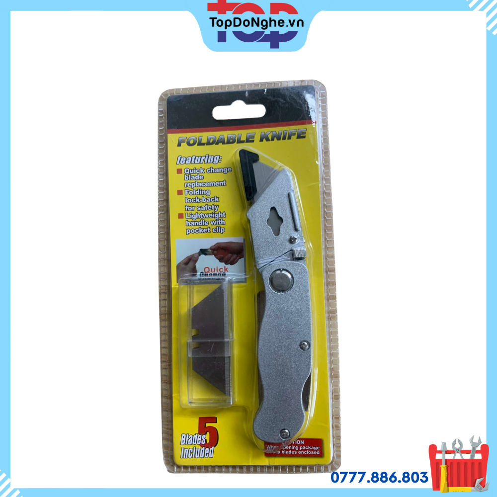 Dao rọc giấy gấp gọn tặng kèm 5 lưỡi