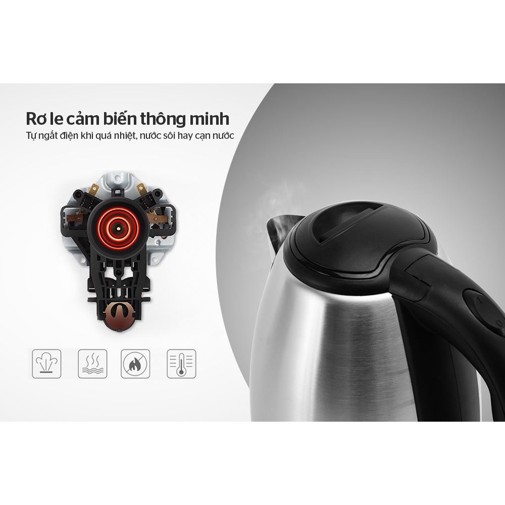 Ấm Siêu Tốc Inox - Bình Đun Siêu Tốc 1.8L