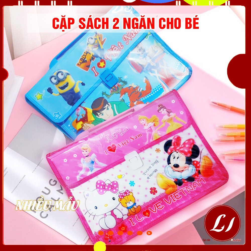 Cặp sách nhựa 2 ngăn DISNEY chống thấm cho bé đi học thêm