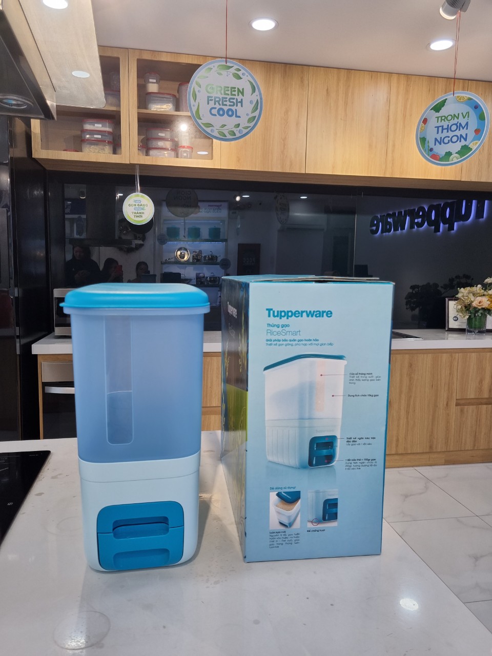 Thùng Gạo Tupperware Rice Smart Aqua 10kg (chính hãng)