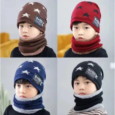 [ BAO ĐẸP - TẶNG KÈM KHĂN ] Bộ khăn mũ len cho bé trai , bé gái, nón len kèm khăn cho bé, Set Mũ len kèm khăn ống cho bé từ 2 đến 12 tuổi, mu non len cho be