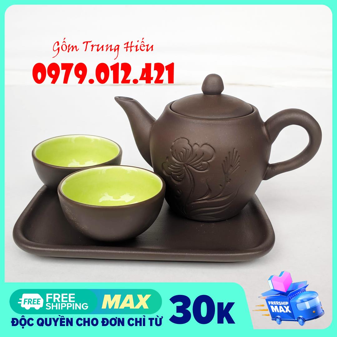 Bộ ấm chén nhị ẩm bát tràng - dung tích ấm 120ml