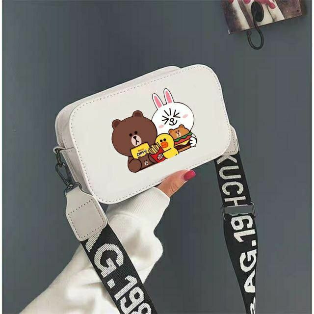 Túi đeo chéo da - gấu thỏ - gấu