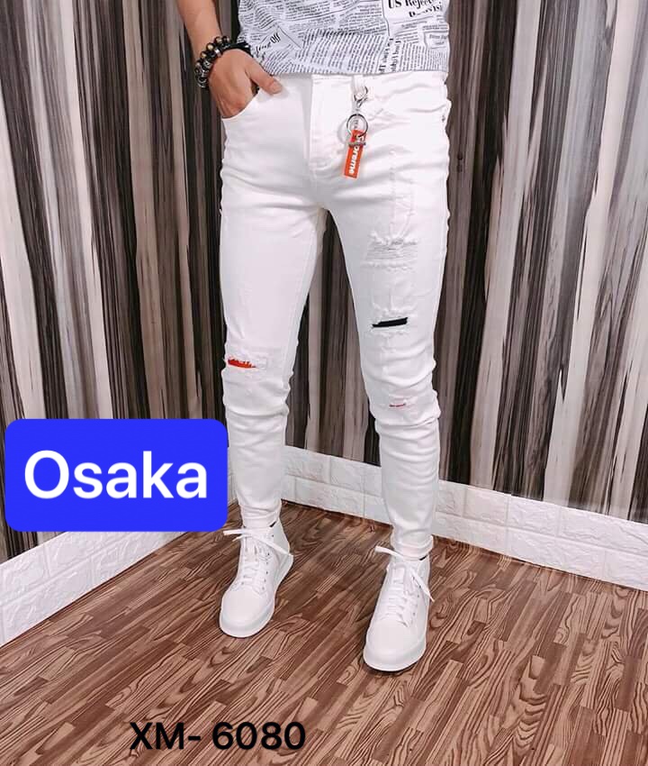 QUẦN JEAN NAM CHẤT BÒ TRẮNG LÓT CHỮ ĐỎ ĐẸP MẪU MỚI HOT TREND NHẬT BẢN OK-6080 - OSAKA FASHION