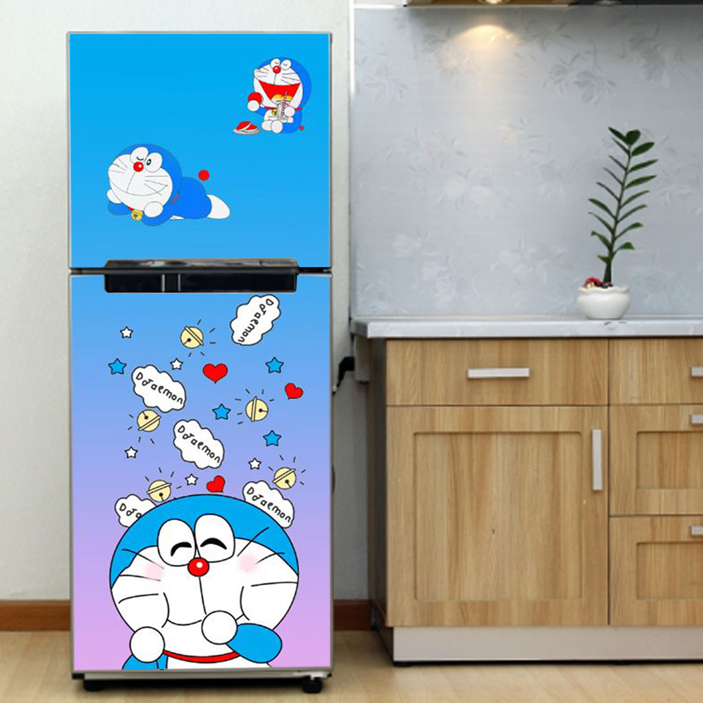 [HCM]Decal dán trang trí tủ lạnh Doraemon Mẫu 03