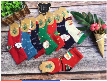 Vỉ 10 đôi tất Noel cổ cao cho bé