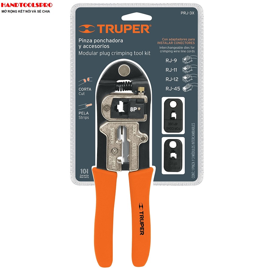 Kìm bấm cáp mạng nhiều đầu Truper 18343 (PRJ-3X)