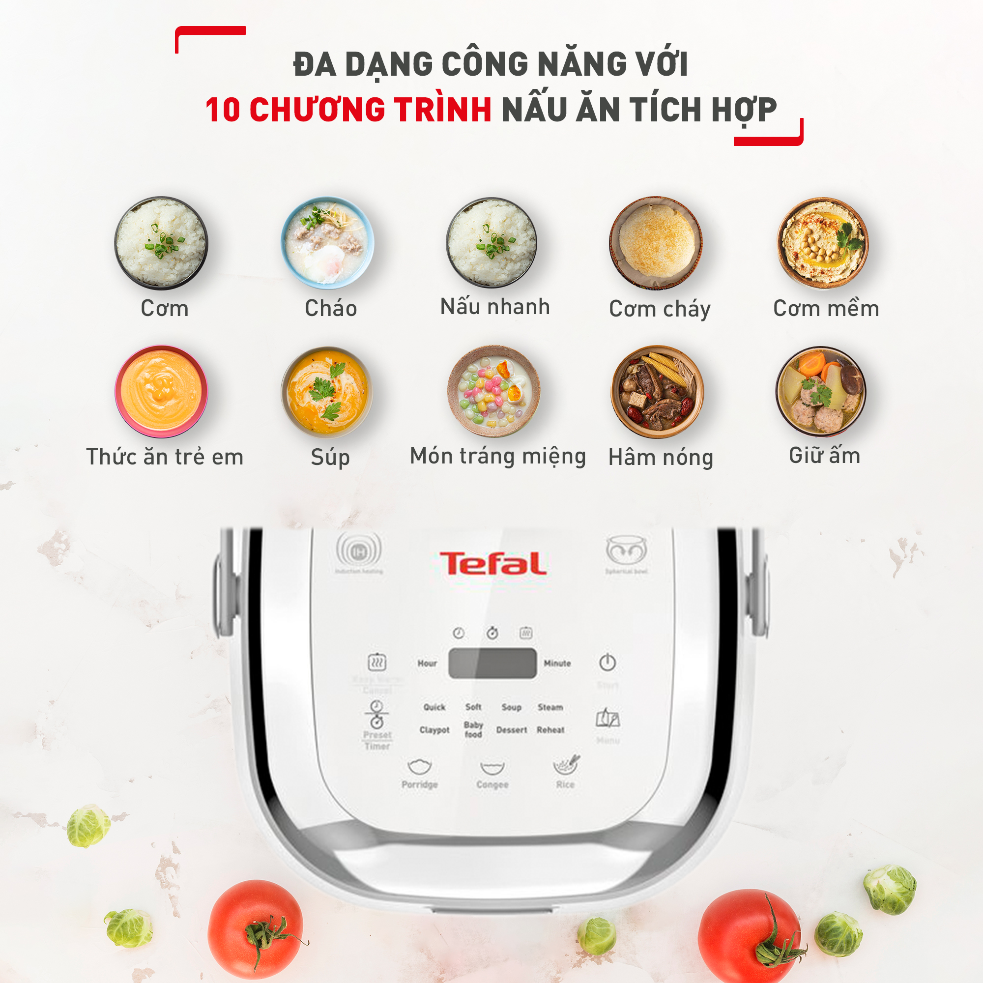 Nồi cơm điện tử cao tần Tefal mini 0.7L RK604165