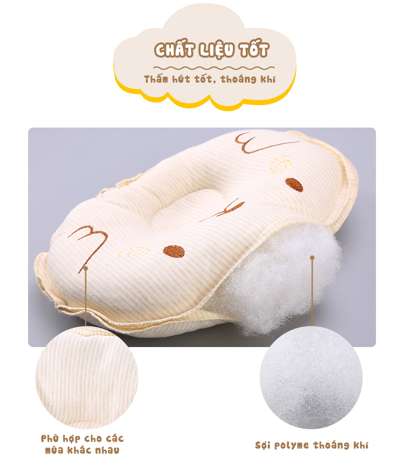 Gối cho bé sơ sinh, gối trẻ em cotton