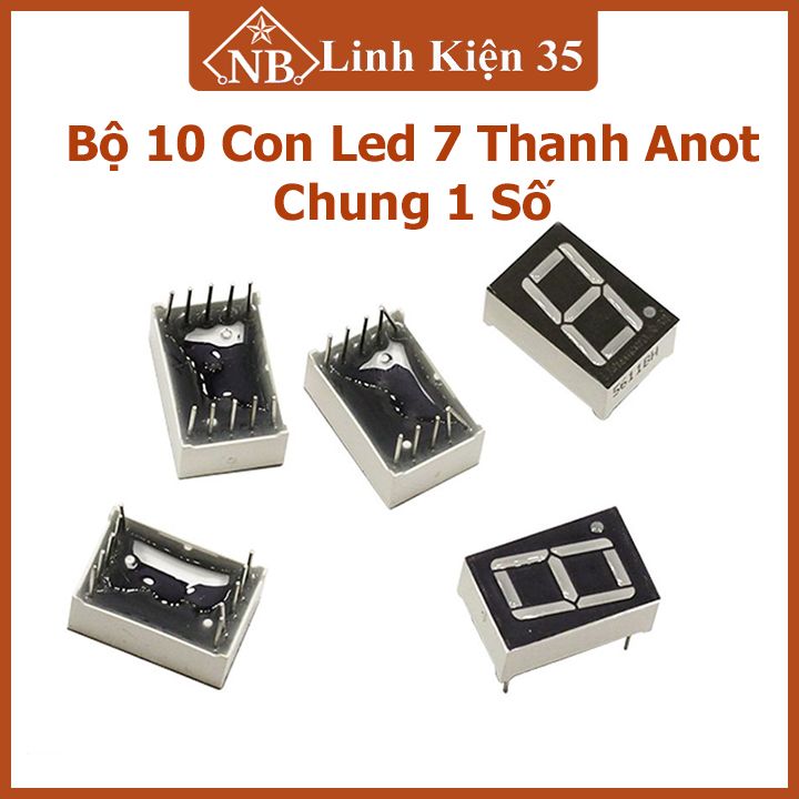 Bộ 10 led 7 thanh 1 số sáng đỏ anot chung 0.56inch