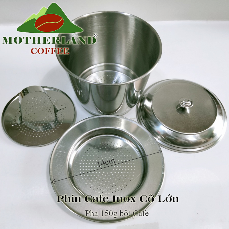Phin cà phê inox lớn pha 150g bột cafe (Phin 14)