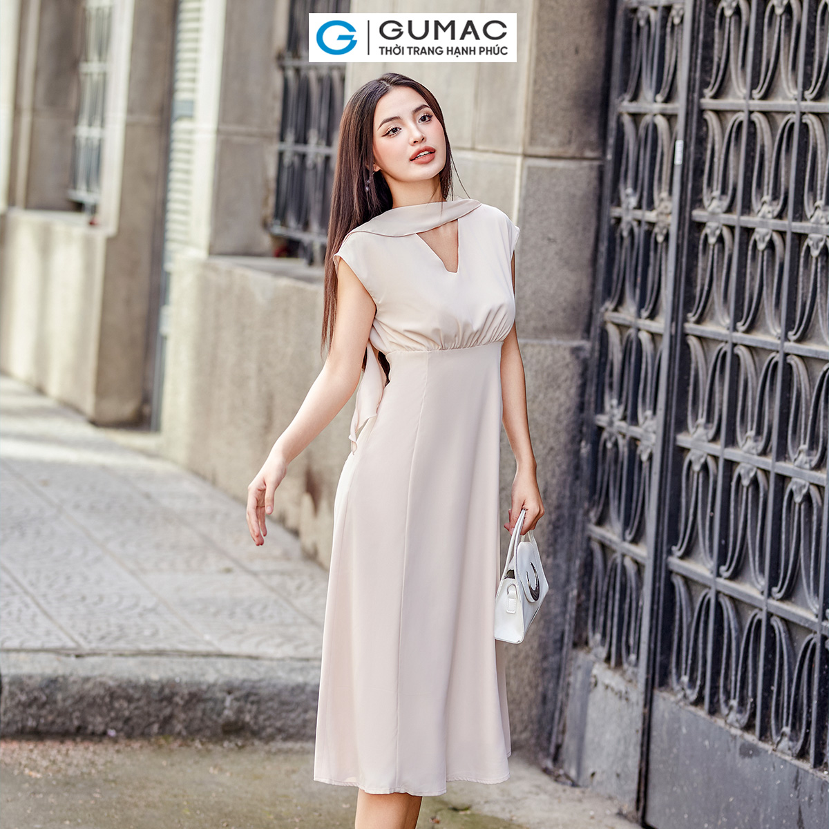 Đầm nữ dáng A phối bèo DD11014 thời trang GUMAC