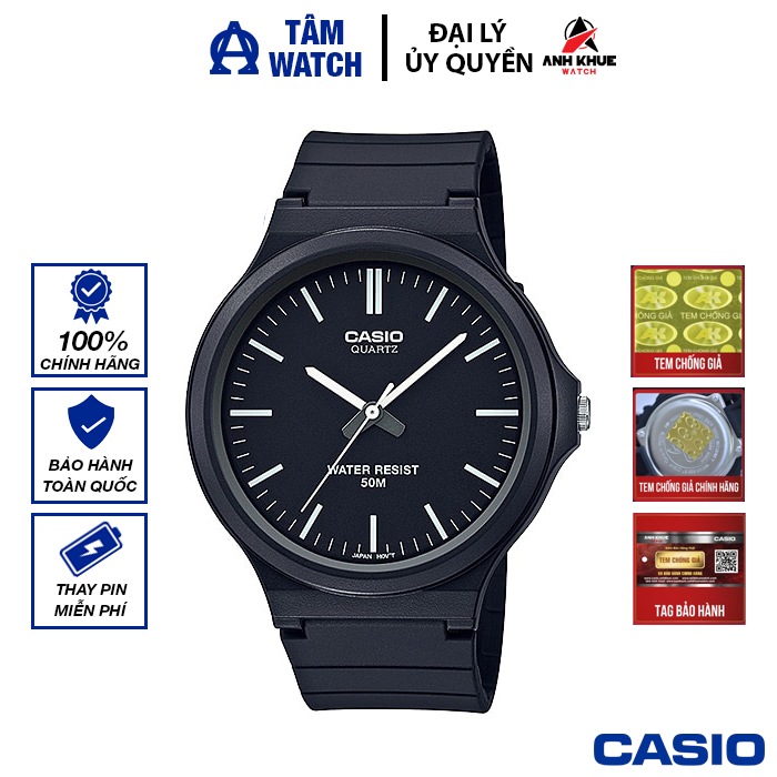 Đồng hồ nam dây nhựa Casio Standard chính hãng Anh Khuê MW-240-1EVDF (43mm)