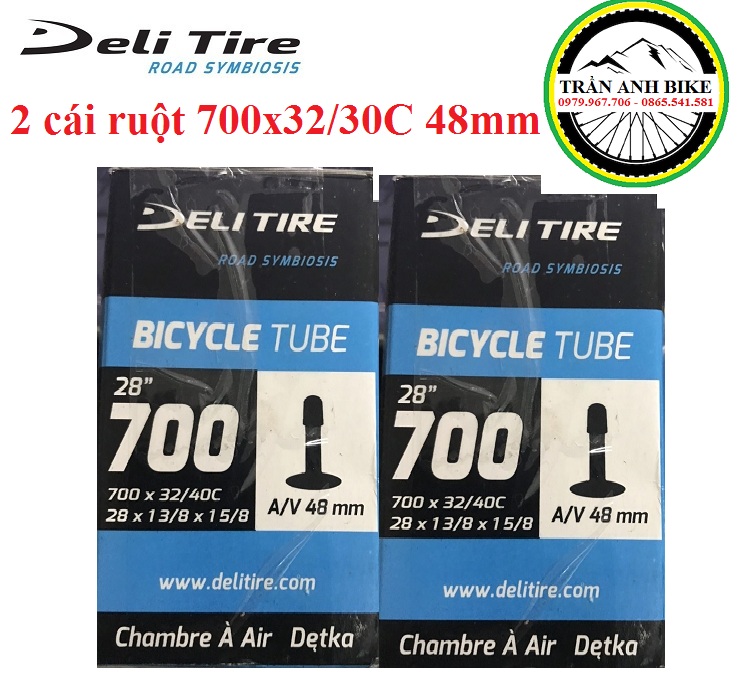 Cặp 2 cái ruột xe đạp Deli Tire 700x32-40c 48mm Van Mỹ- Van xe máy