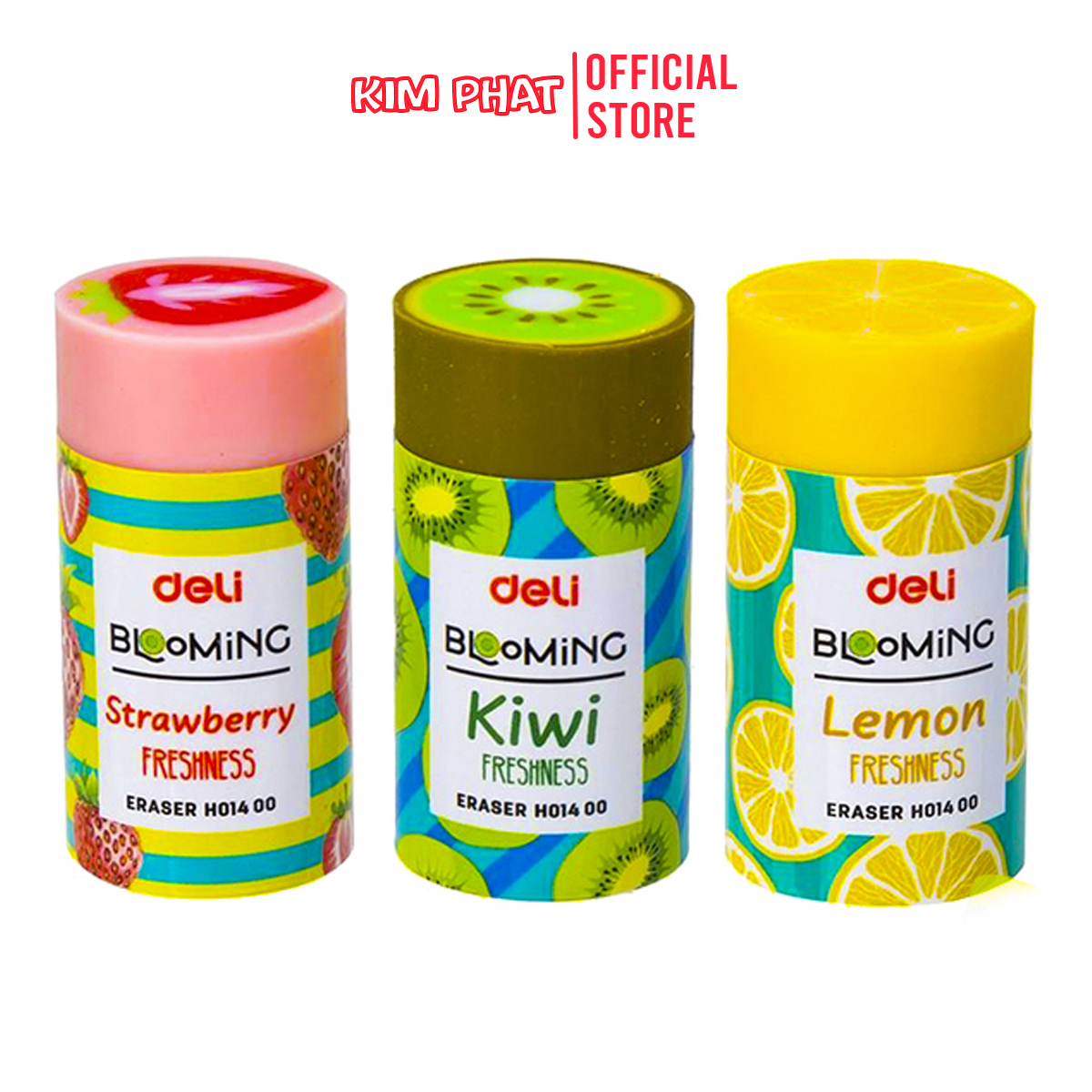 Gôm tẩy hoa quả hình trụ tròn blooming deli h01400