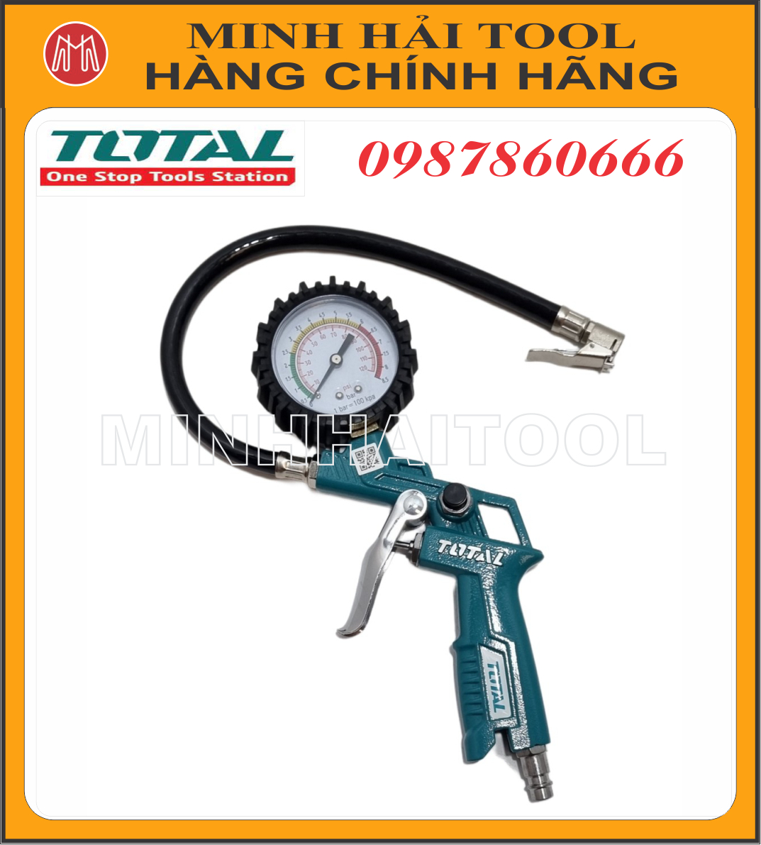 Đồng hồ đo áp suất, bơm lốp ô tô TOTAL TAT11601