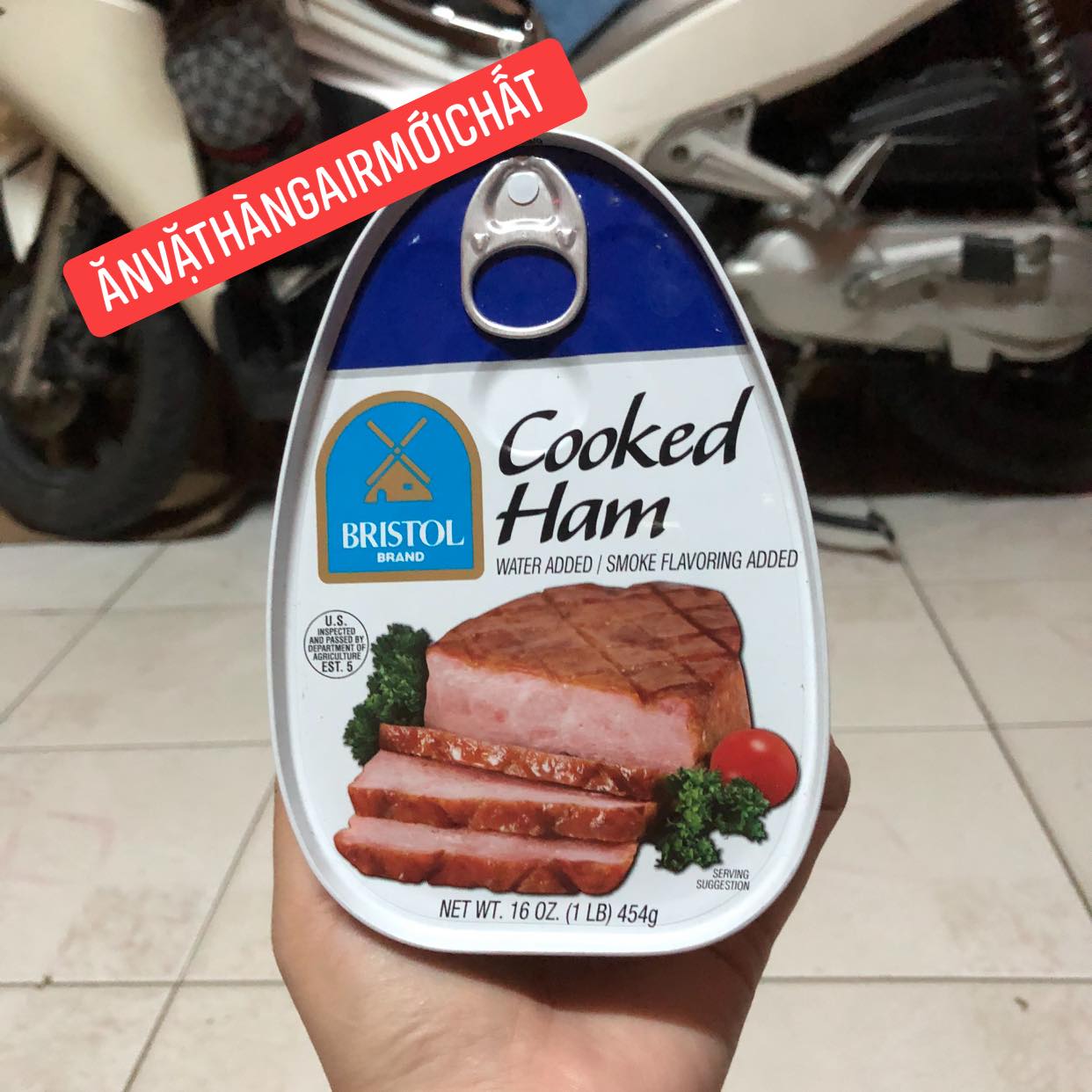 [Date Đẹp 08/2028]Thịt hộp Cooked Ham Bristol Mỹ Hộp Lớn 454 Gram