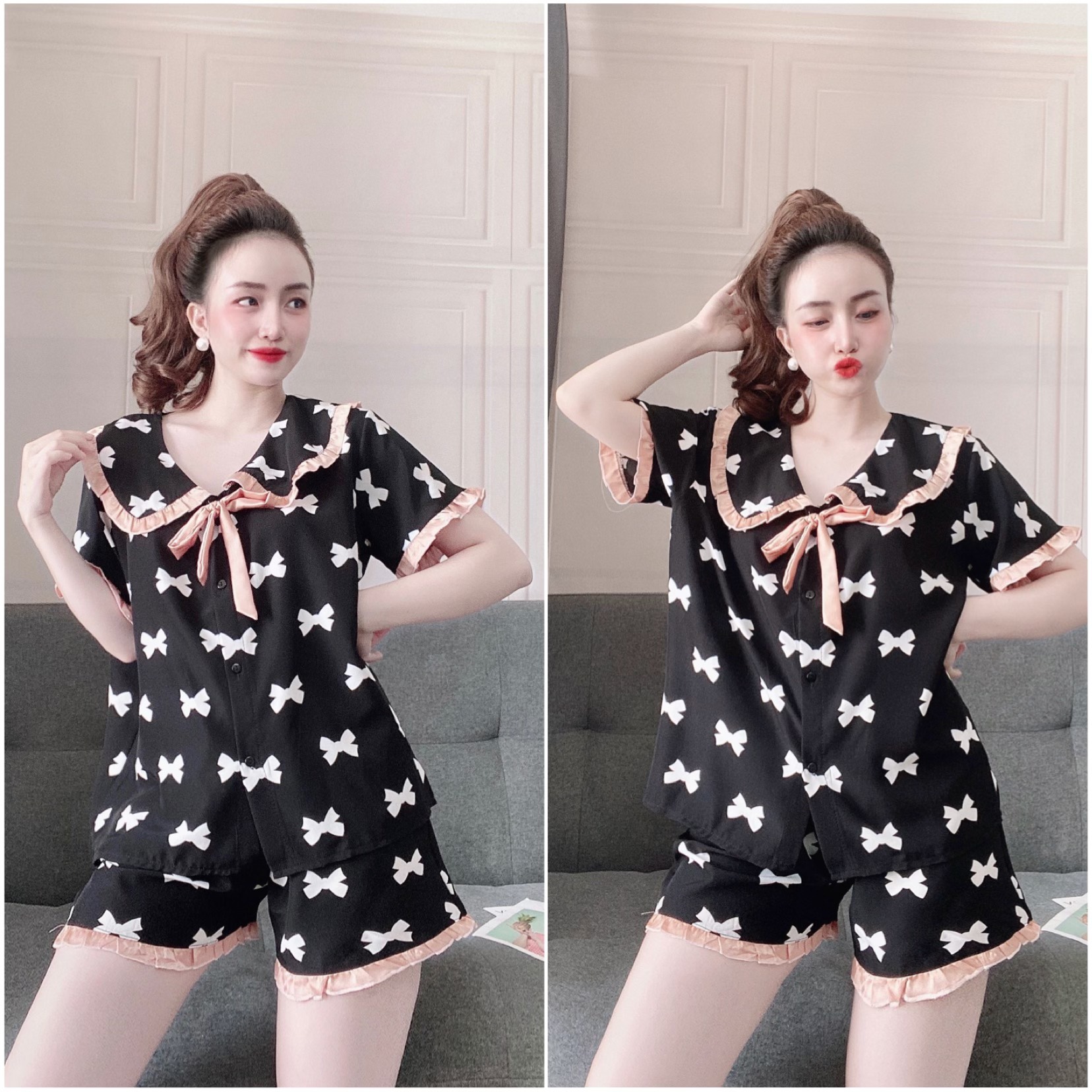 (45-110kg) Đồ Bộ Bigsize Lụa Nhật Hoạ Tiết cao cấp - Chất vải mịn, đẹp