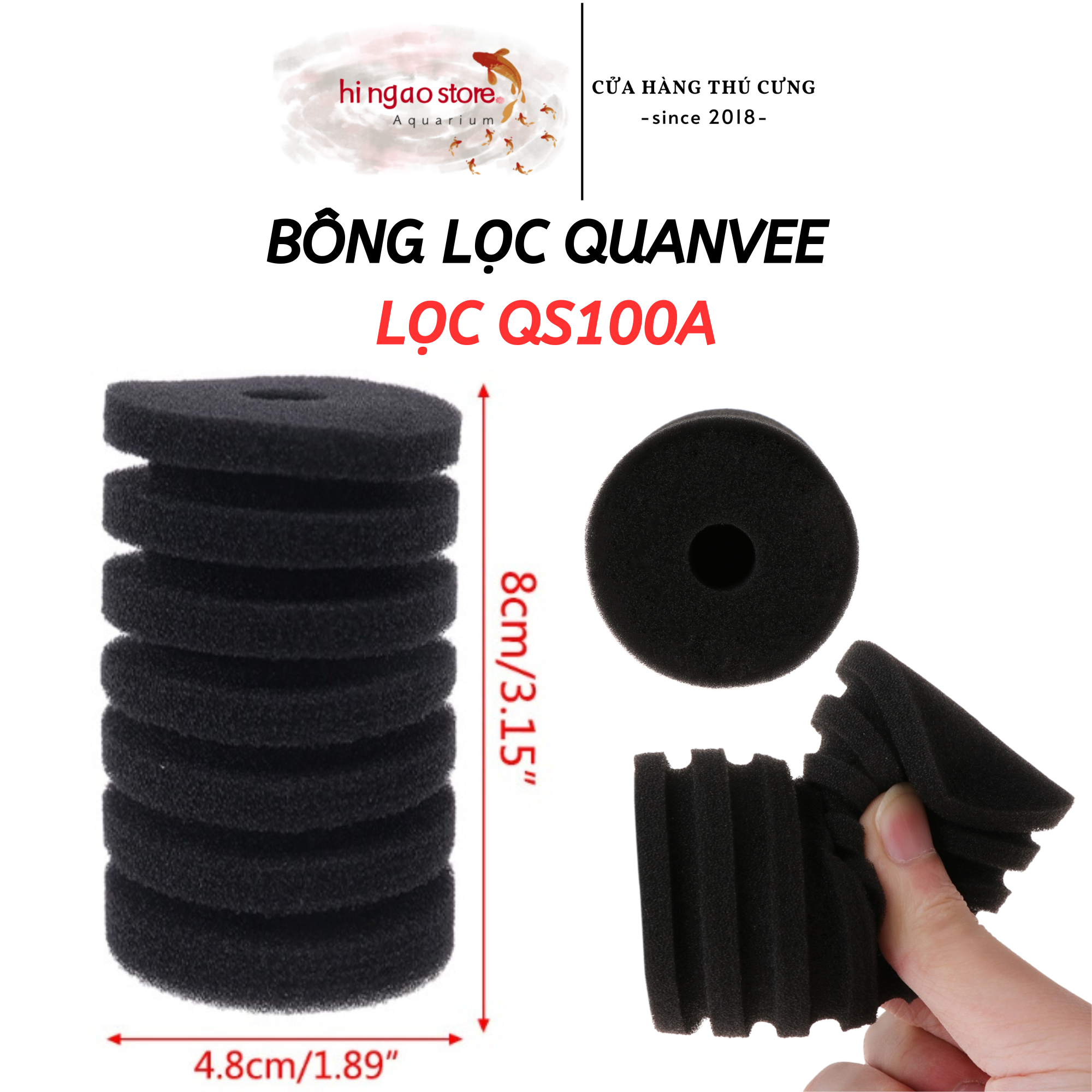 (Tặng 1m dây, 1 van tăng giảm) Lọc Vi sinh QS100A/QS200A làm trong nước, tạo vi sinh - Phụ kiện cá cảnh | Hingaostore.