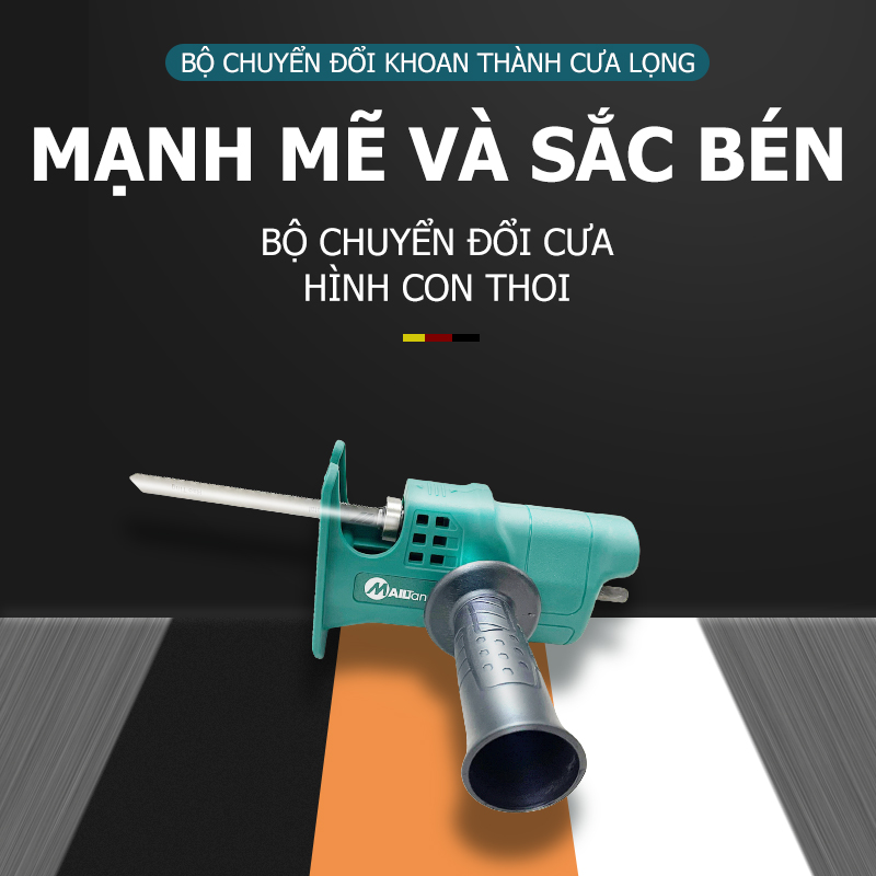 Bộ chuyển đổi máy khoan thành máy cưa mailtank chính hãng điện cầm tay kèm 3 lưỡi cưa gỗ kim loại nhựa