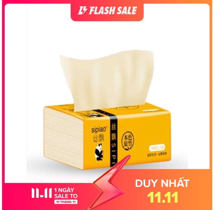 Combo 1 gói giấy ăn than tre gấu trúc Sipiao 300 tờ