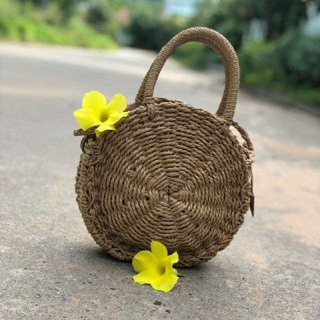 Túi cói tròn