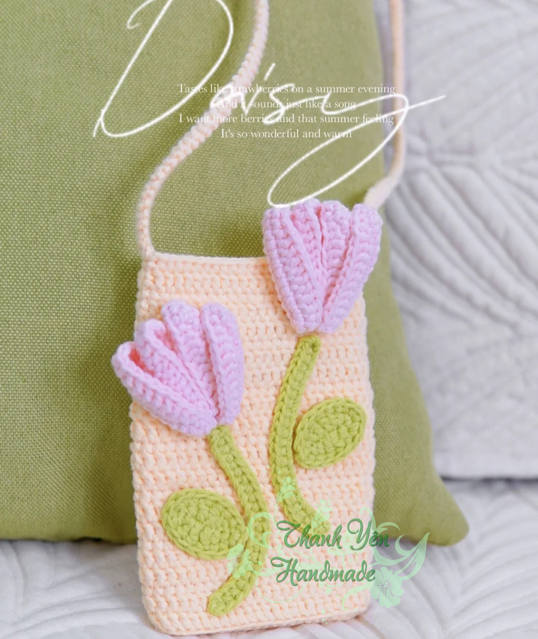 Túi đựng điện thoại bằng len mẫu tulip