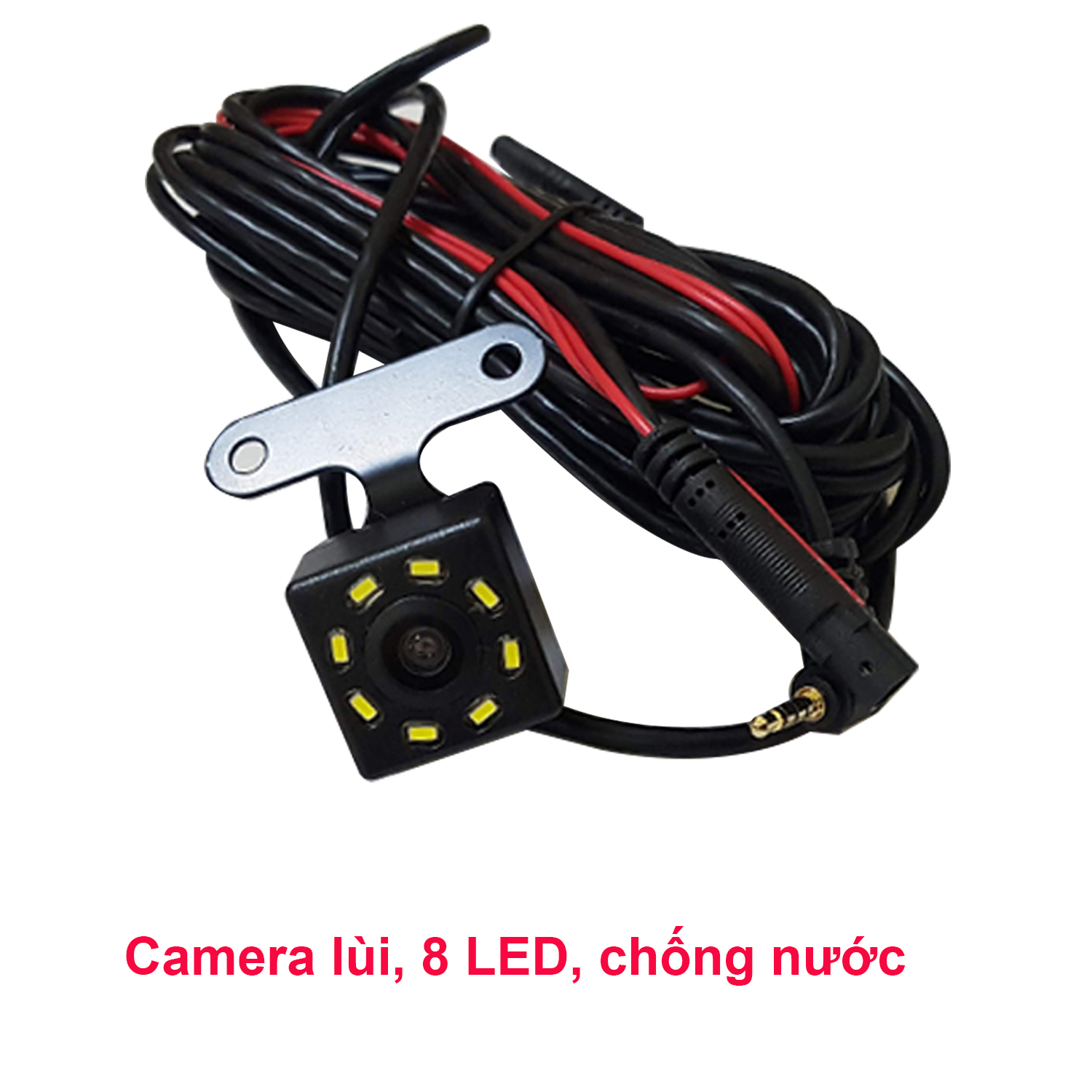 Camera lùi, 8LED, chống nước, có thang chia khoảng cách, 5 chân, jack kết nối 2.5mm, 170 độ, quay ngày và đêm rõ nét
