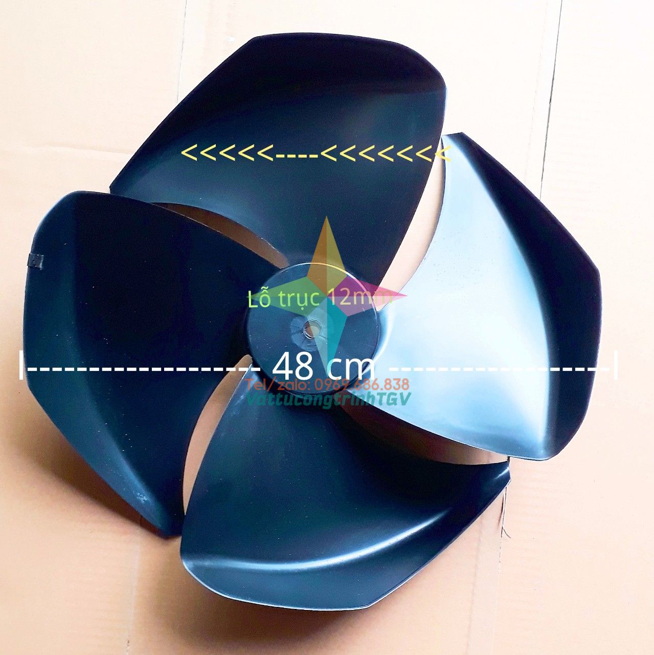 Cánh quạt đường kính 46 cm - trục 12mm - Ngươc chiều thay thế cho quạt điều hòa hơi nước