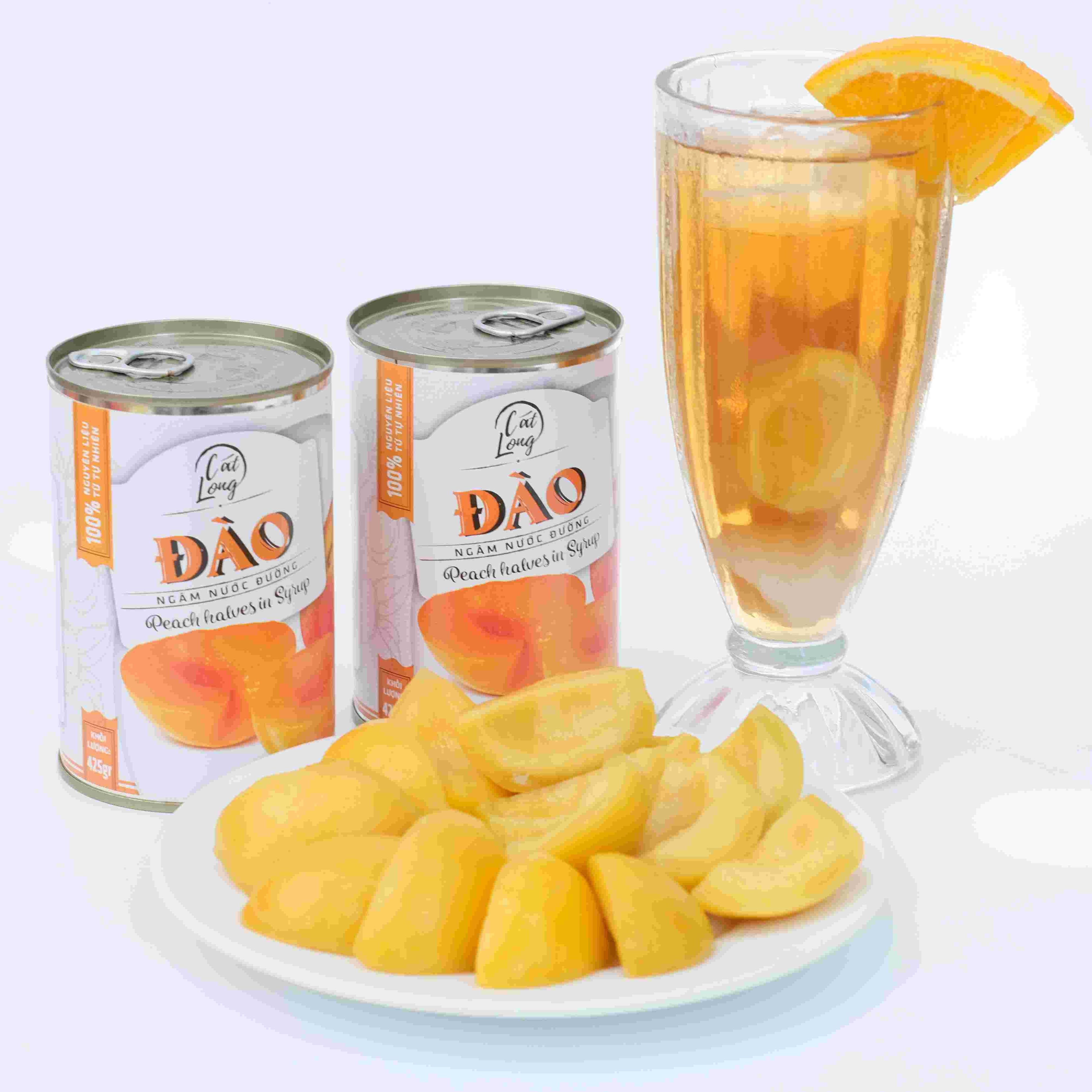 Đào ngâm nước đường Cát Long 425gr