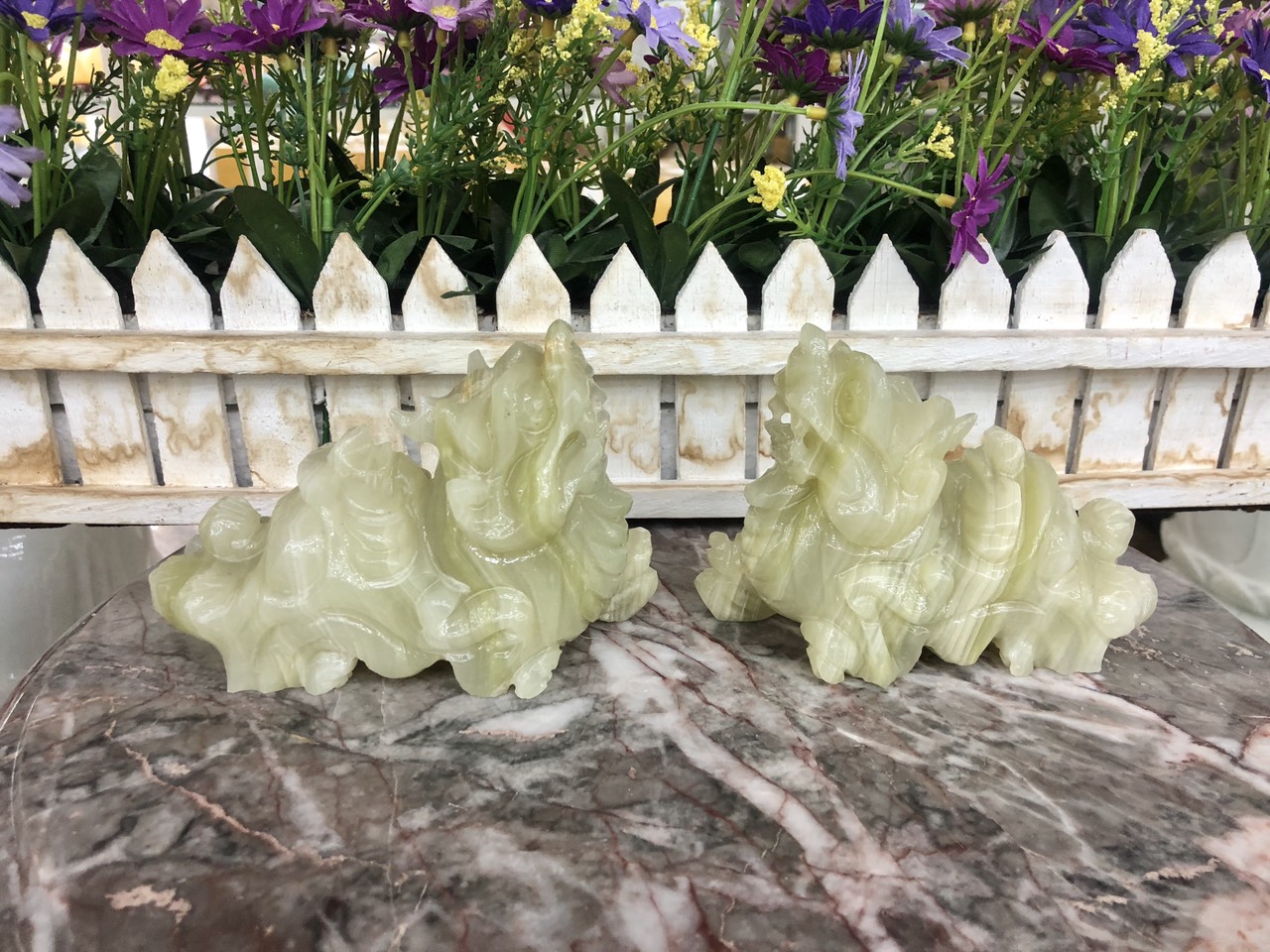 Cặp tỳ hưu đá ngọc Pakistan - Dài 12 cm