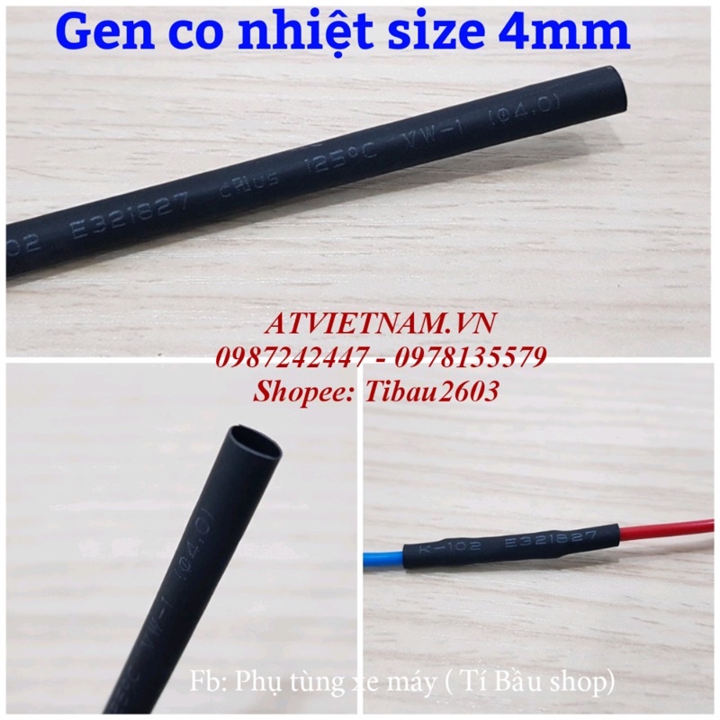Co nhiệt size 4mm , gen co nhiệt phi 4mm (1 cuộn 10 mét)