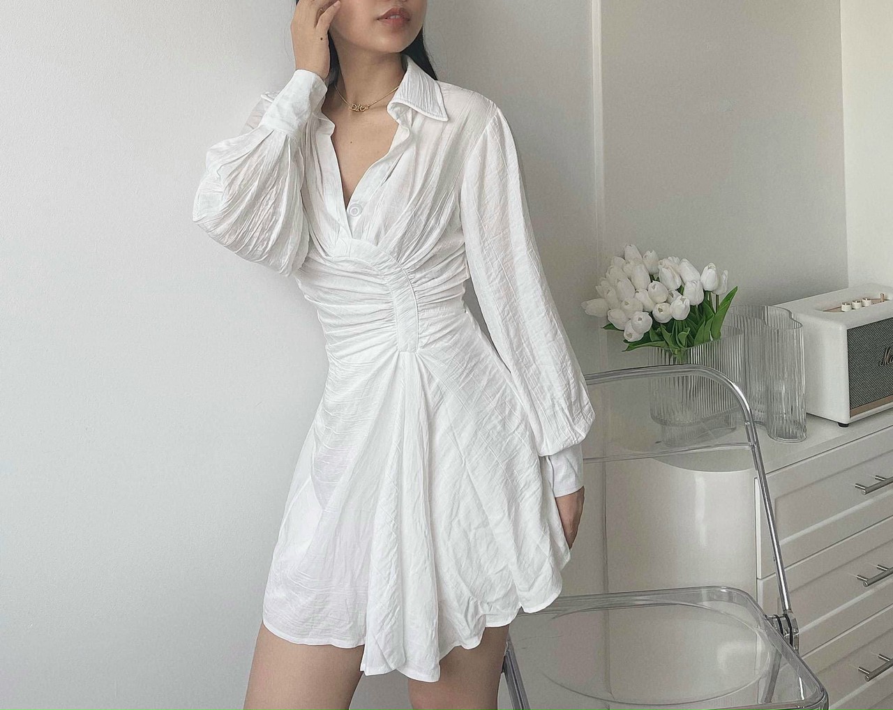 ĐẦM KIỂU CỔ SƠ MI TAY DÀI CAO CẤP