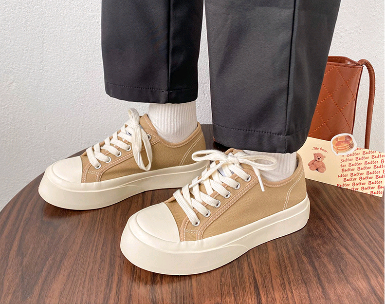 [ Mẫu Mới 2021 ] Giày Vải Độn Đế 4cm màu Cà Phê Siêu Siêu HOT