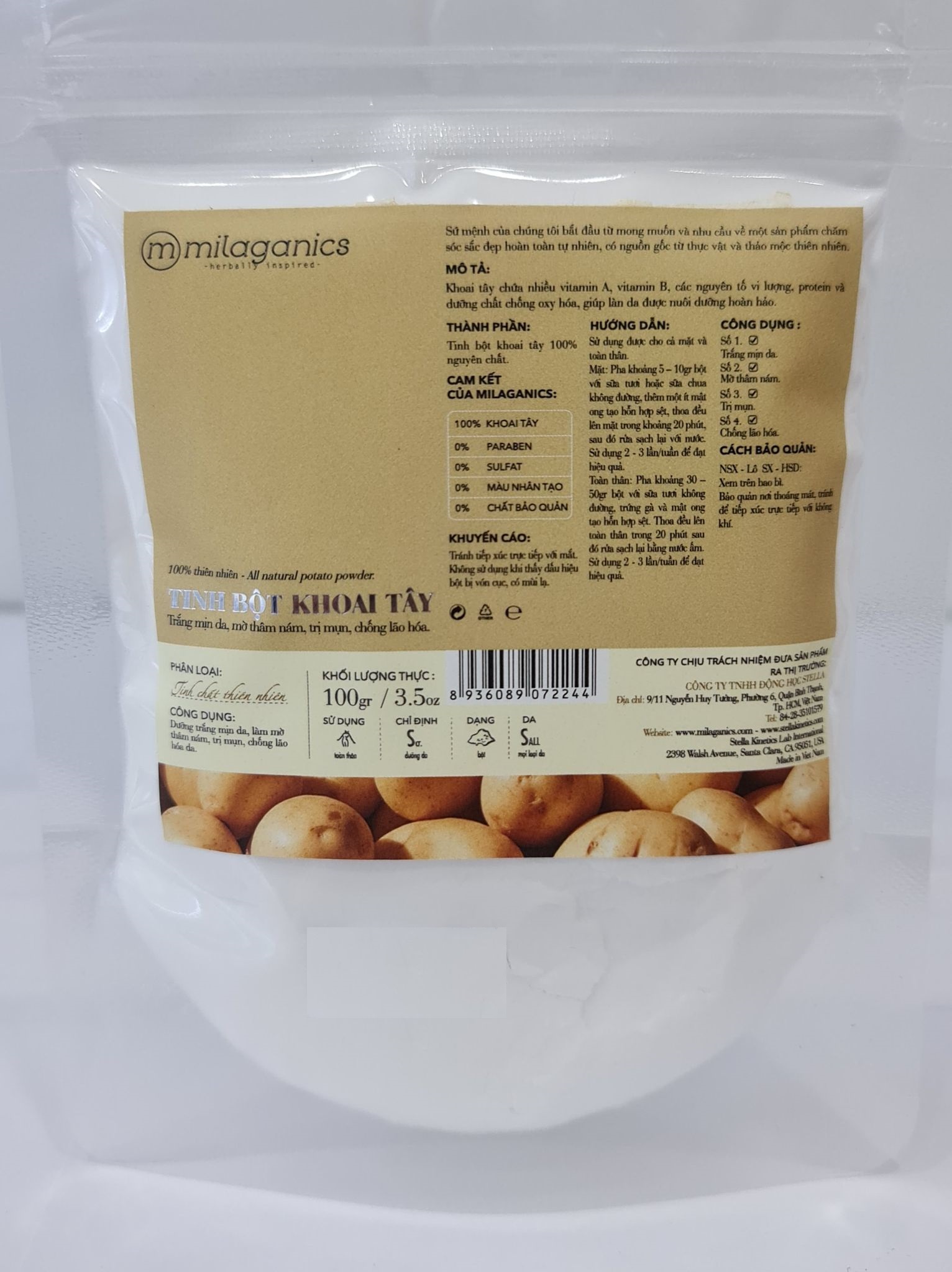 Bột Đắp Mặt Nạ Milaganics 100g