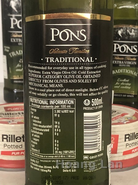 Dầu Olive Extra Virgin PONS 500ml - Tây Ban Nha