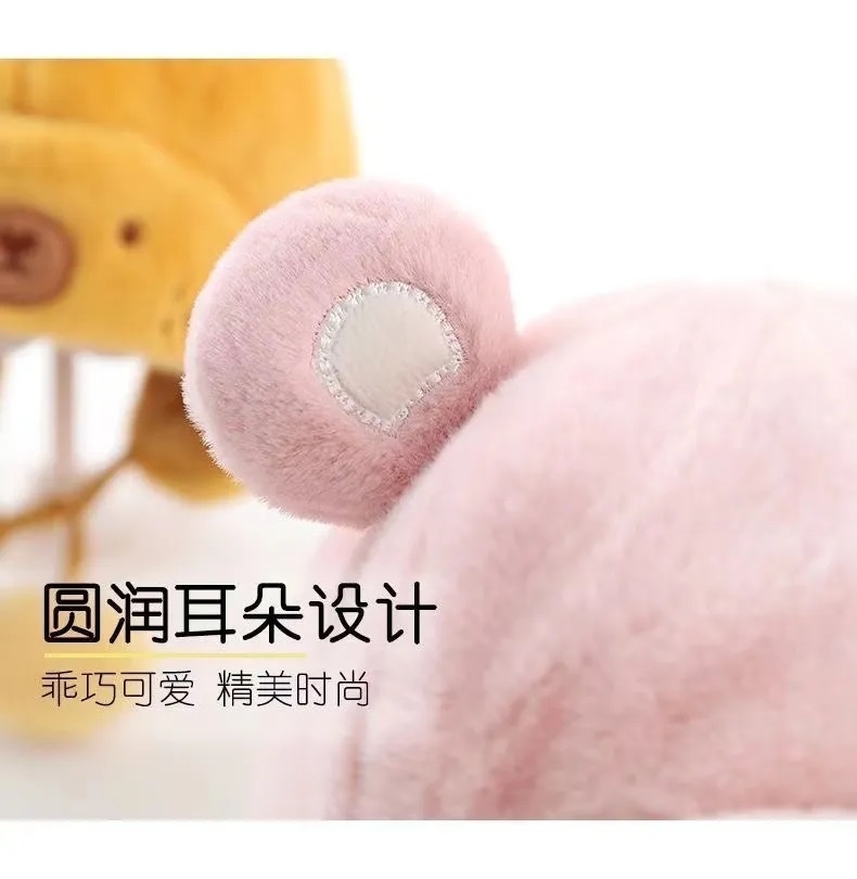 Mũ lông tai thú quả bông Cho Bé Siêu Dễ Thương