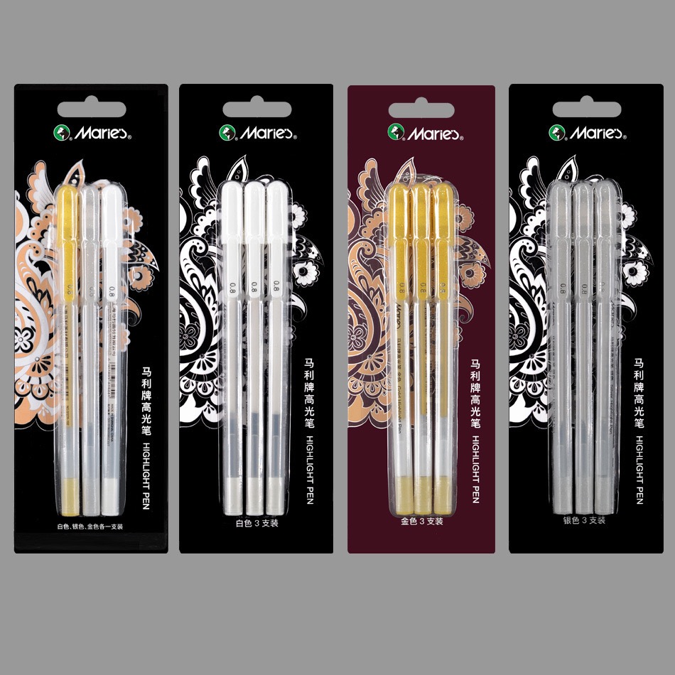 BÚT GEL TRẮNG / VÀNG / BẠC MARIE'S NÉT 0.8 MM (1 CÂY)