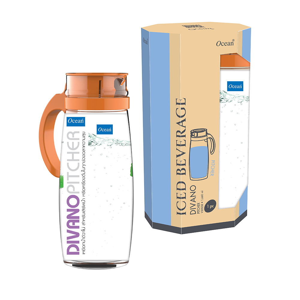 Bình thủy tinh Divano 1.6L trơn