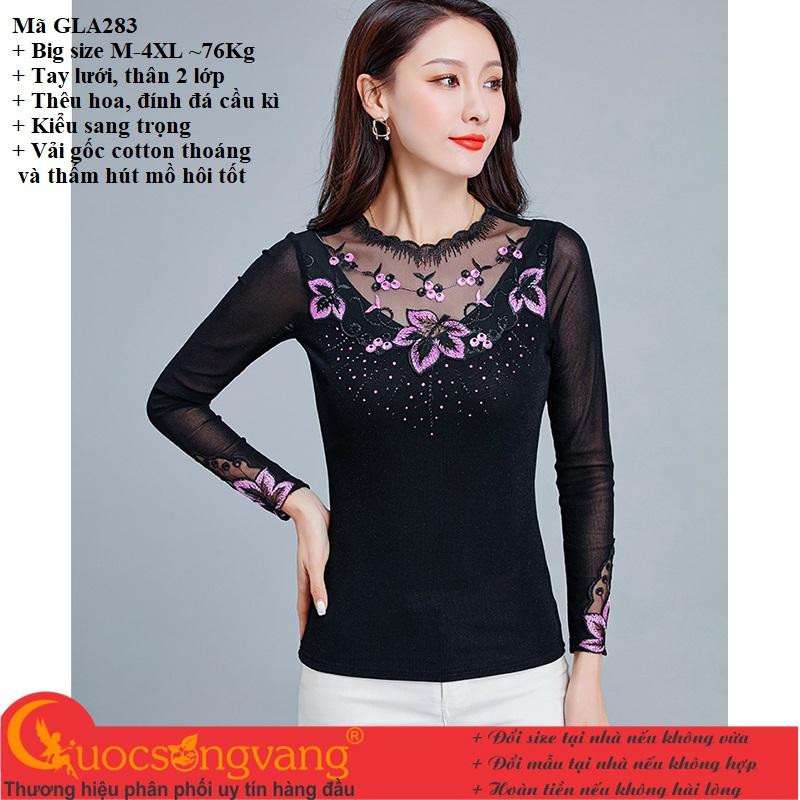 Áo kiểu nữ thêu ren áo nữ lưới dài tay GLA283 Cuocsongvang