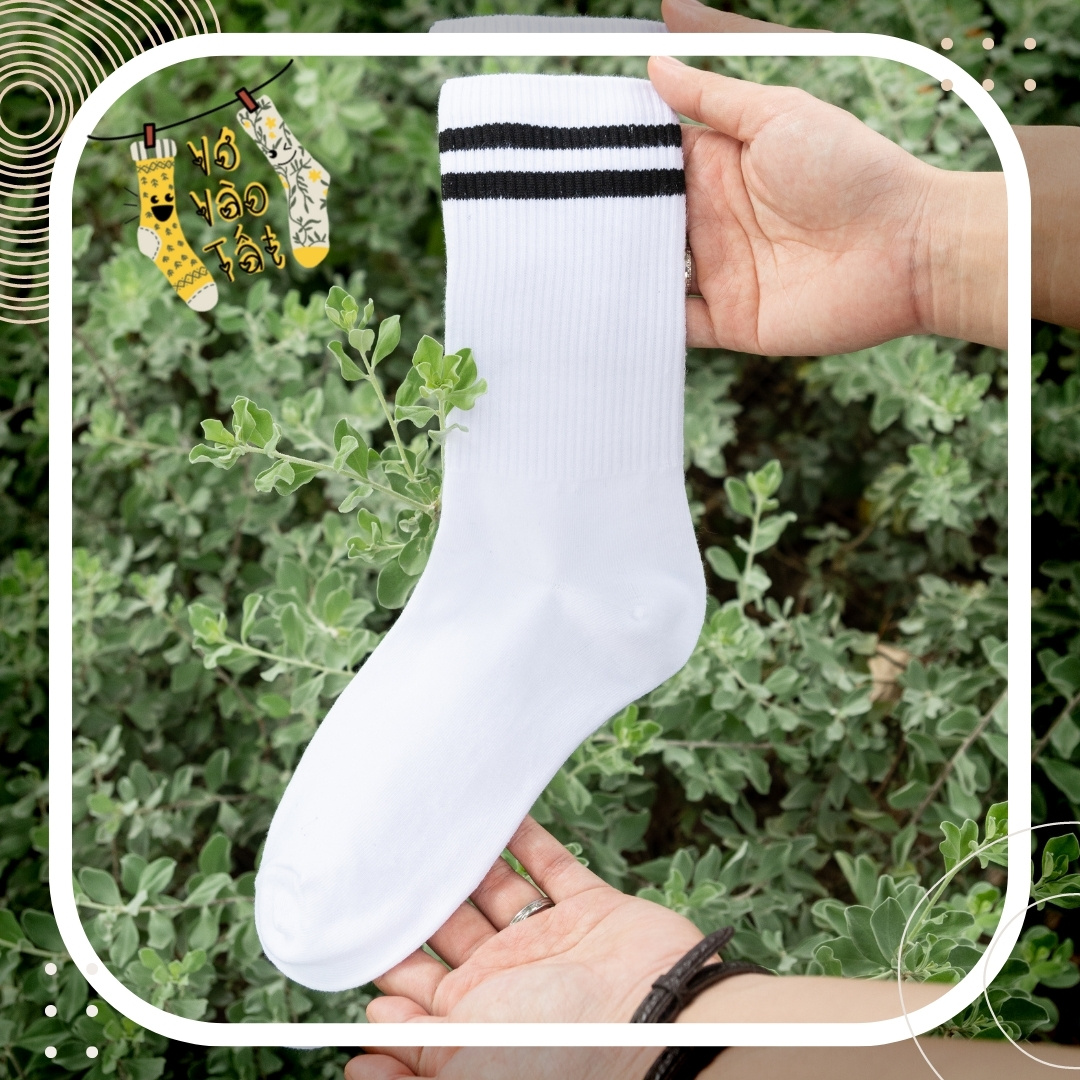 TẤT VỚ UNISEX TRẮNG ĐEN SỌC NGANG