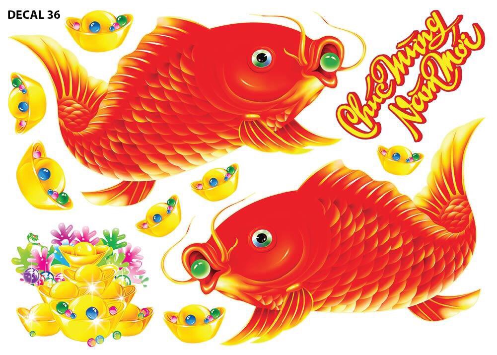Decal tết năm rồng 2024 Decal trang trí tết Giáp Thìn