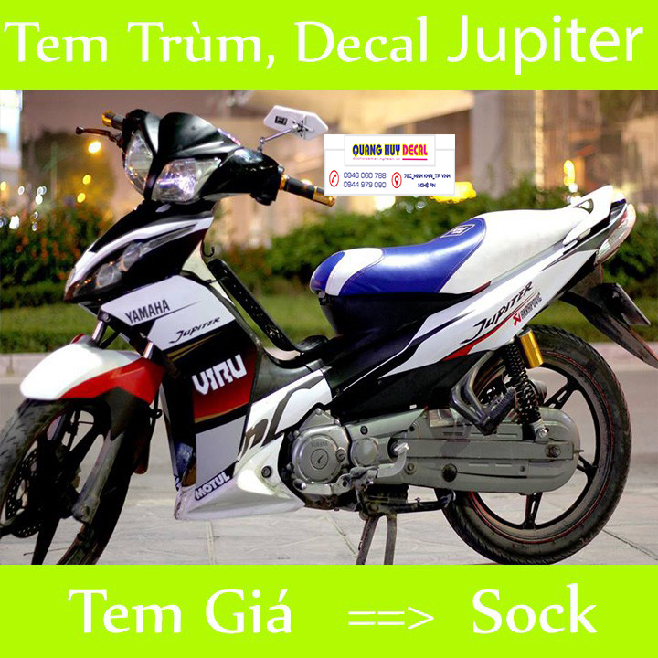 Tem trùm xe jupiter trắng đen - Độ dán team trùm decal xe máy jupiter trắng đen - Team trùm decal xe máy jupiter rẻ đẹp và chất