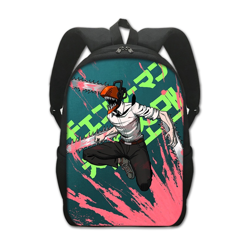 New chainsaw man anime school bag chainsaw man creative polyester comfortable backpack