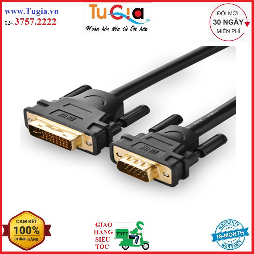 Cáp chuyển đổi dvi 24+5 dương sang vga dương màu đen ugreen 11617 - hàng chính hãng